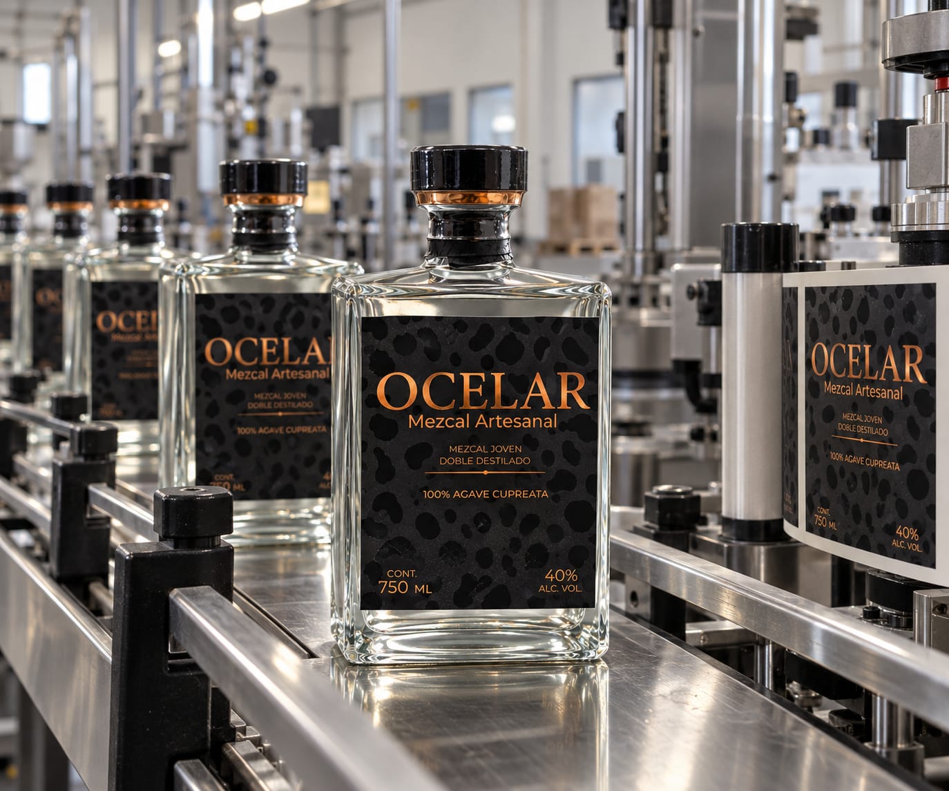 Etiquetado y sellado de cada botella de Ocelar